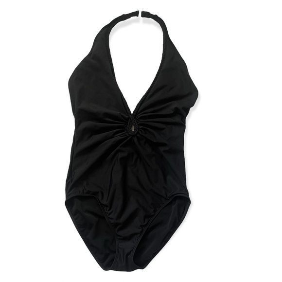 Shape FX Swim Shape Fx Swim One Piece Black Bathing Suit Halter Top
